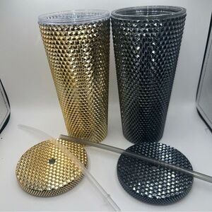 Gold and Black Studded Tumbler Set